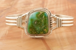 Native American Jewelry Genuine Sonoran Turquoise Sterling Silver Bracelet